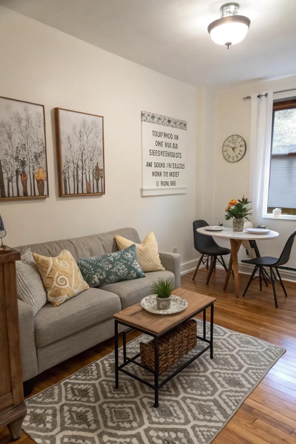 Functional decor adding personality without cluttering.