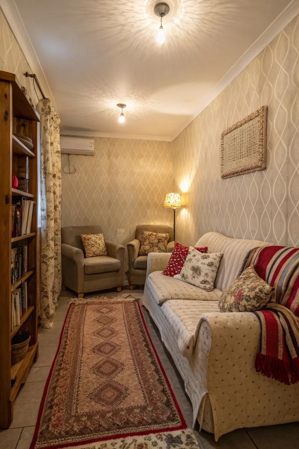 Textured fabrics add depth and interest to your living room.