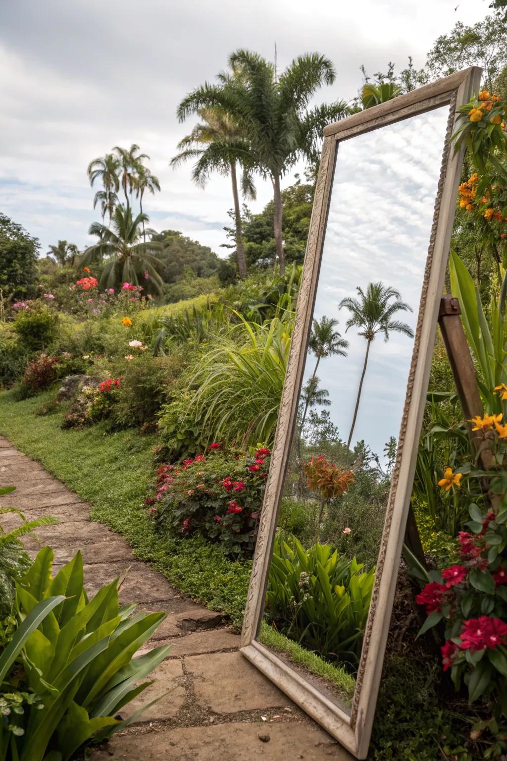 Reflectors cleverly enlarge the perception of space within a small garden.