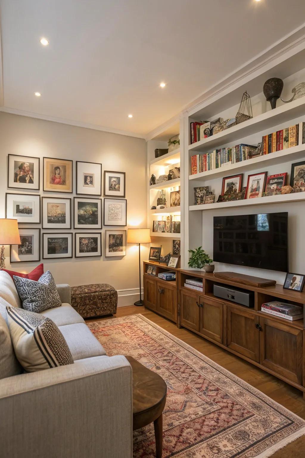 Personal touches add depth and a unique character to the living room.