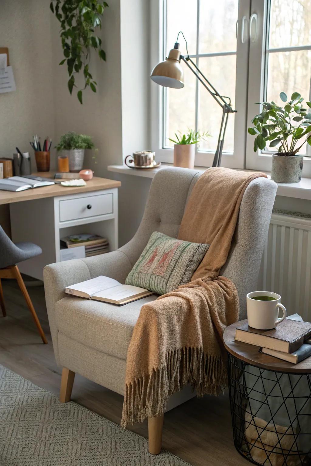 Relaxing nooks provide the perfect place for a quick escape.