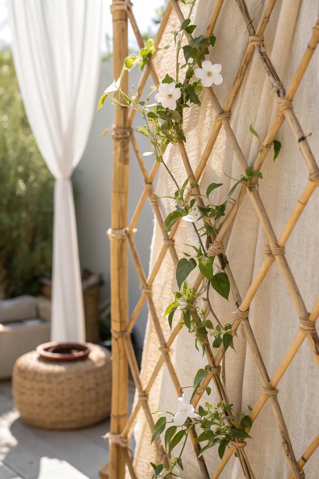 Embrace nature with a chic bamboo trellis, perfect for your garden oasis.