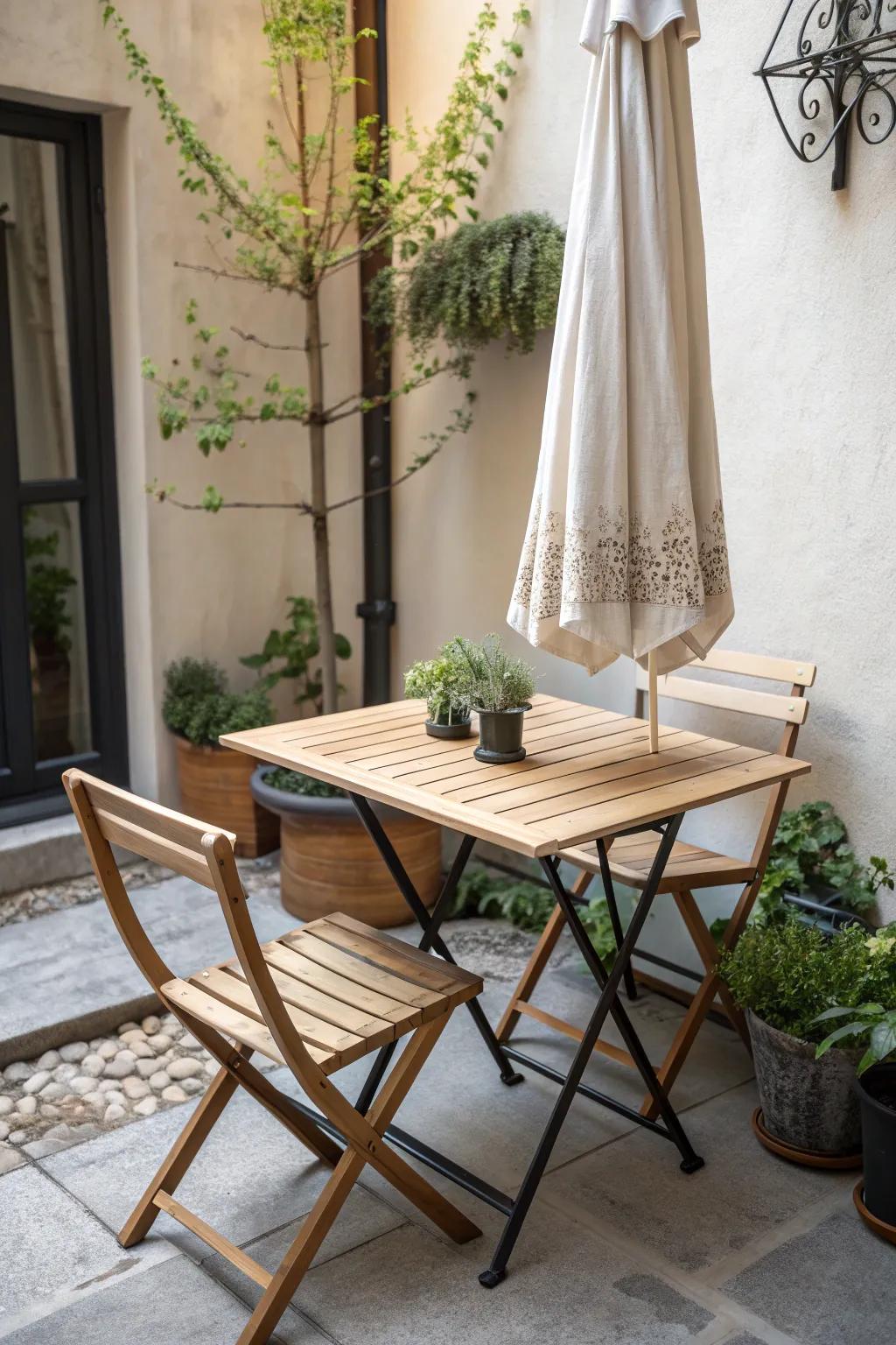 Elevate your outdoor space with a chic clamp-on umbrella: the perfect blend of Scandinavian simplicity and boho charm.