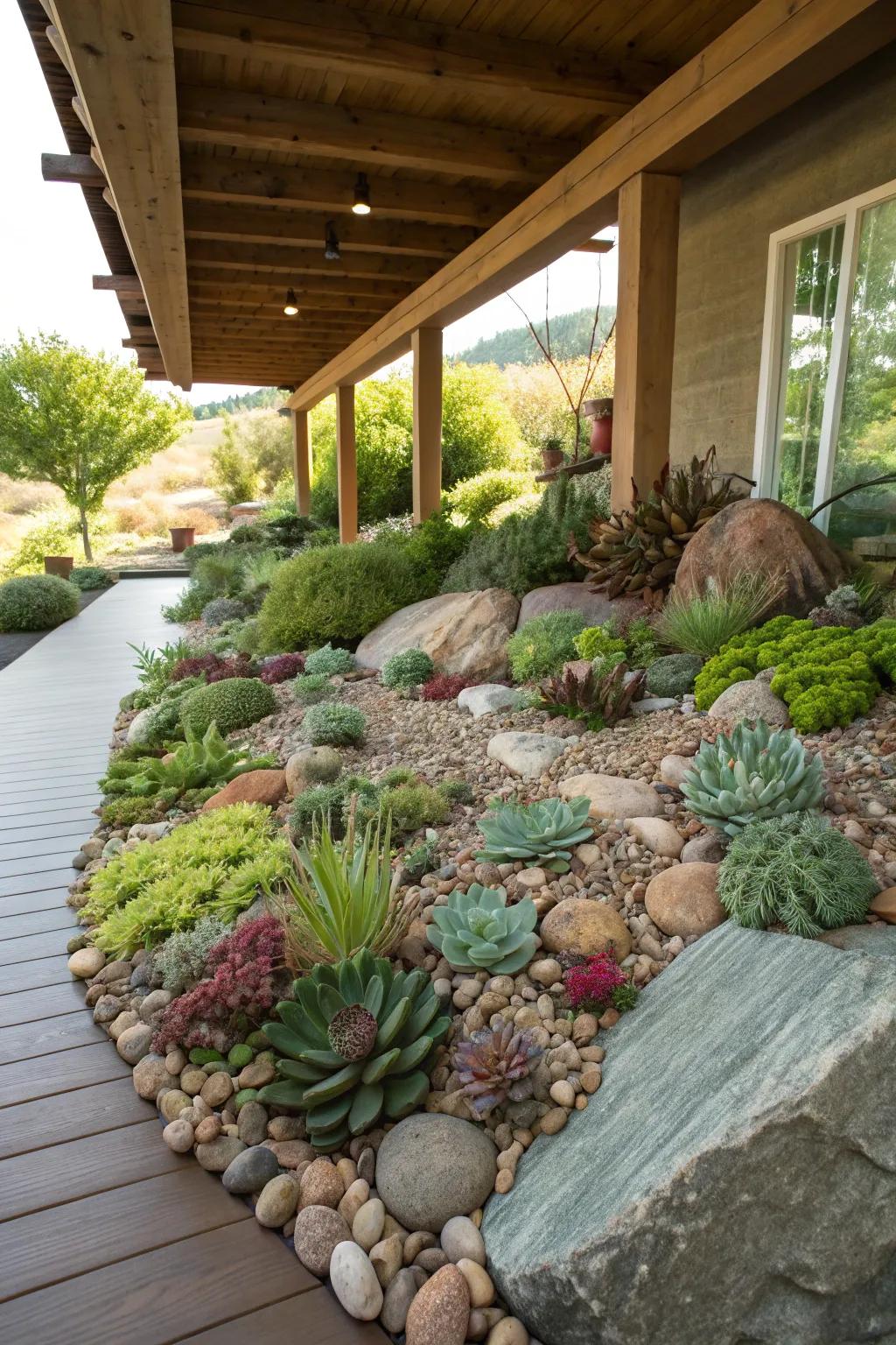 Add texture and interest with a charming rock garden.