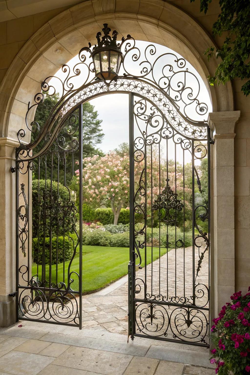 An ornate iron flair gateway radiating enduring elegance.