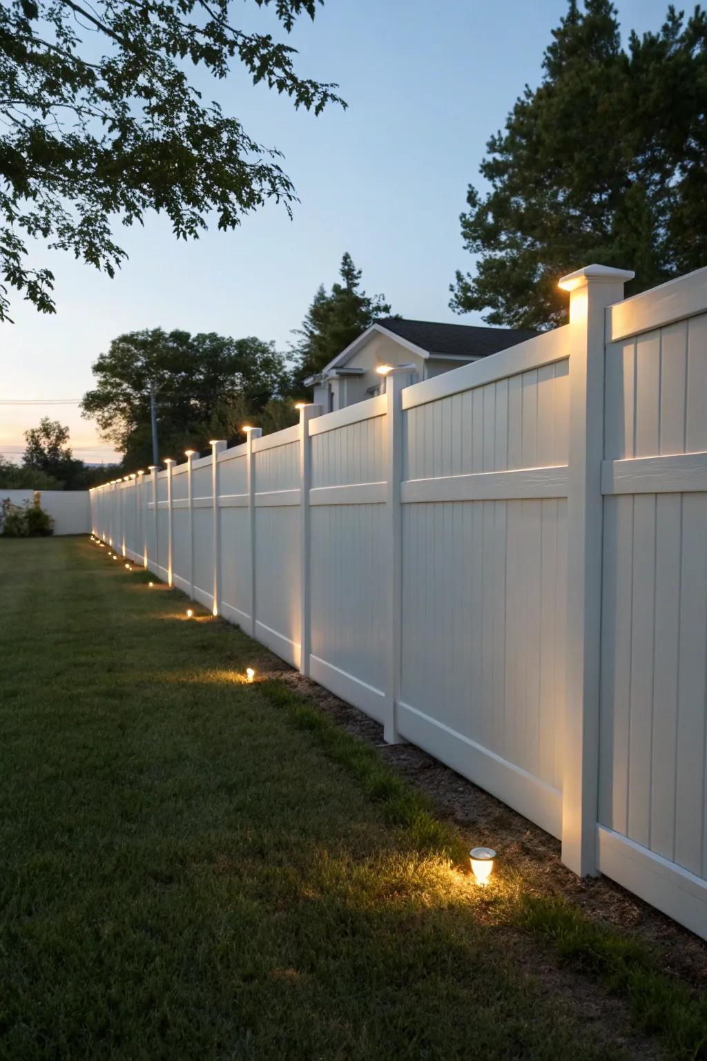 Recessed lamps present subtle yet effective illumination.