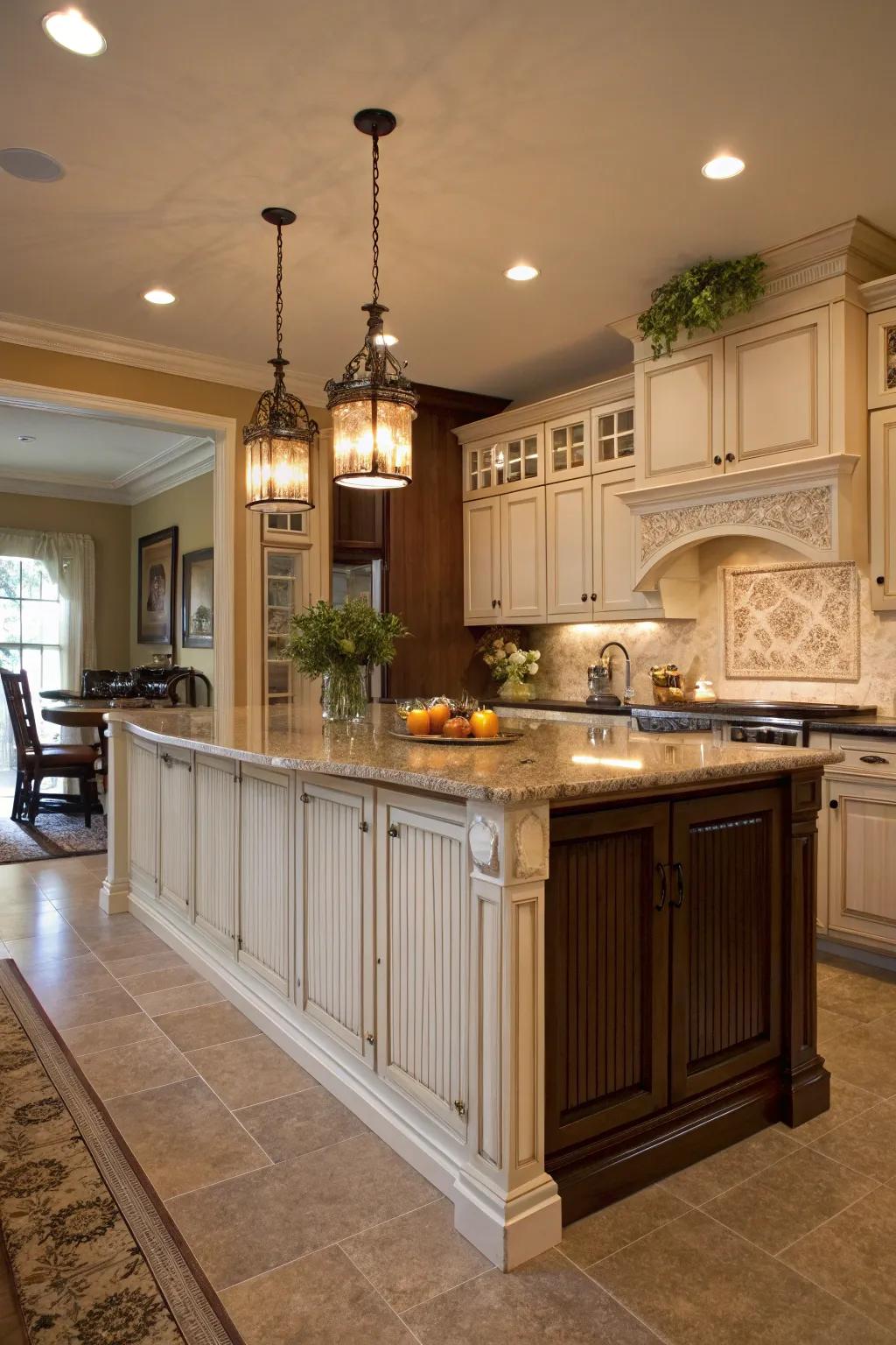 Make your kitchen island a standout feature with wainscoting