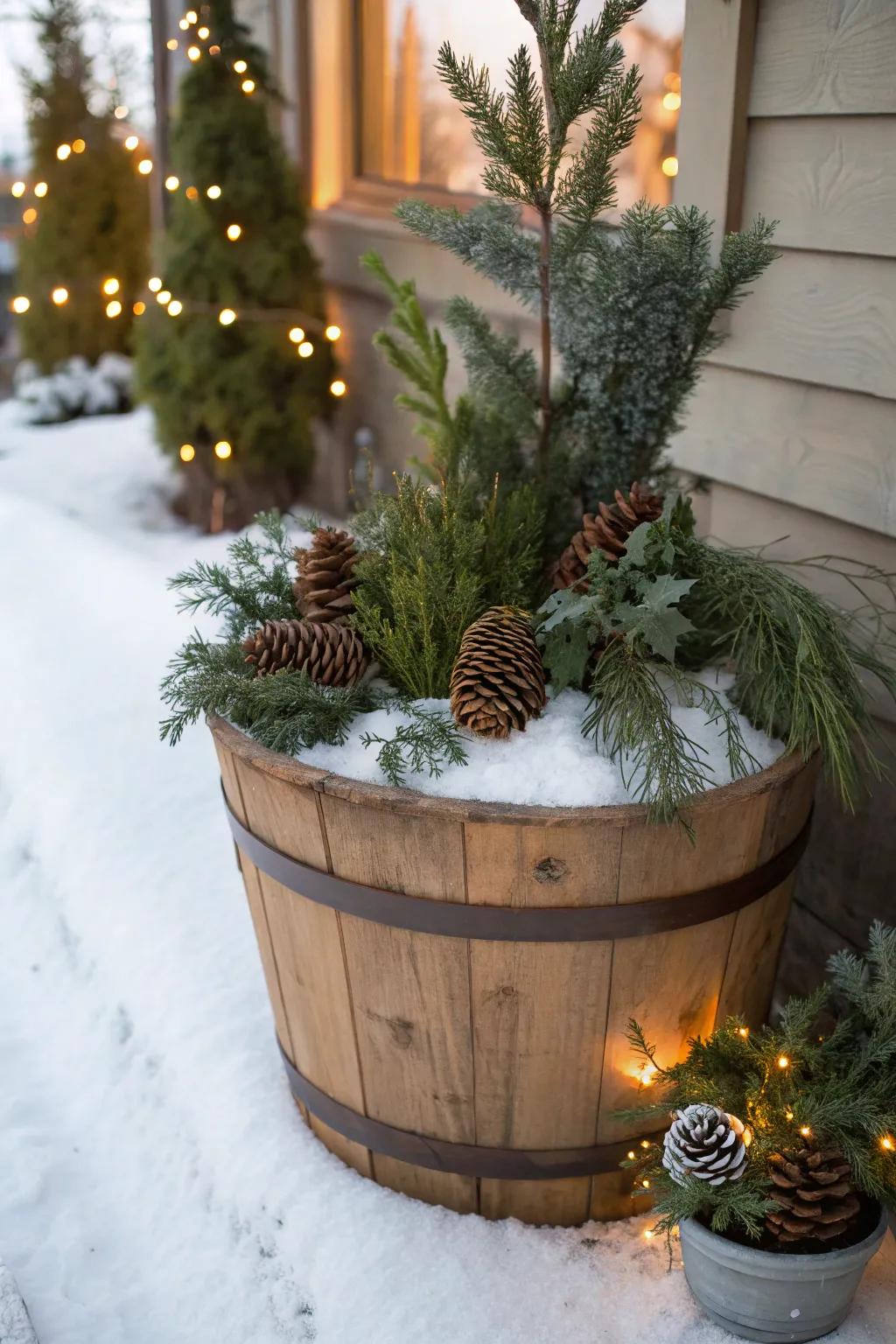 Unique containers impart character and charm to your winter exhibits.
