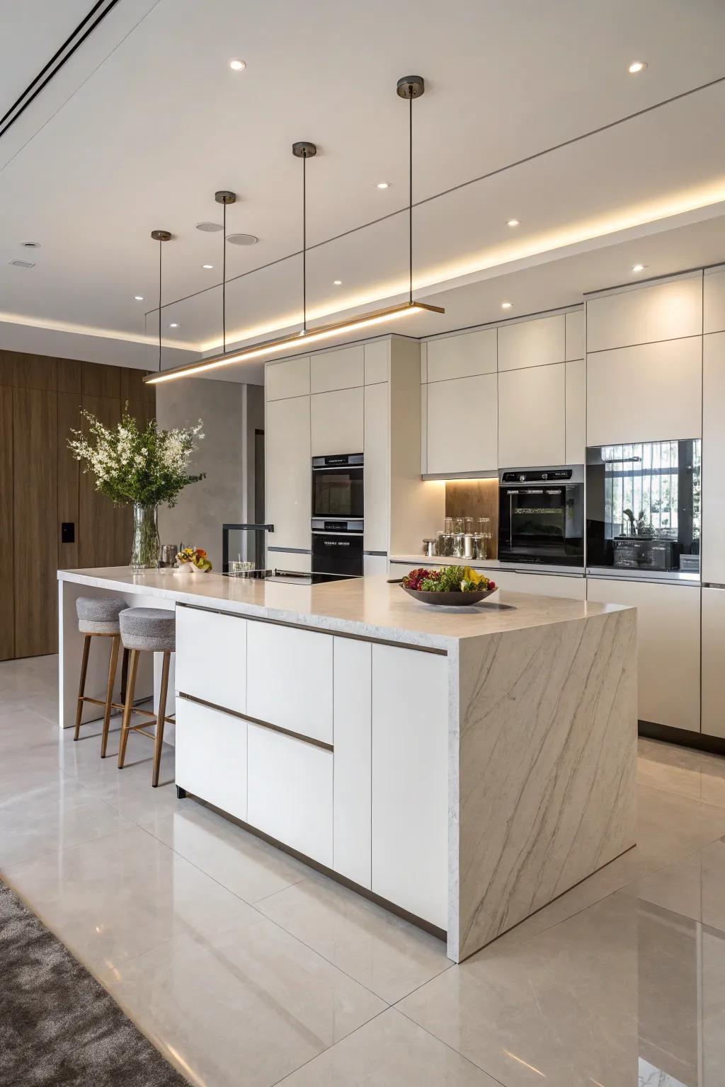 A floating island that provides sleek functionality and style.