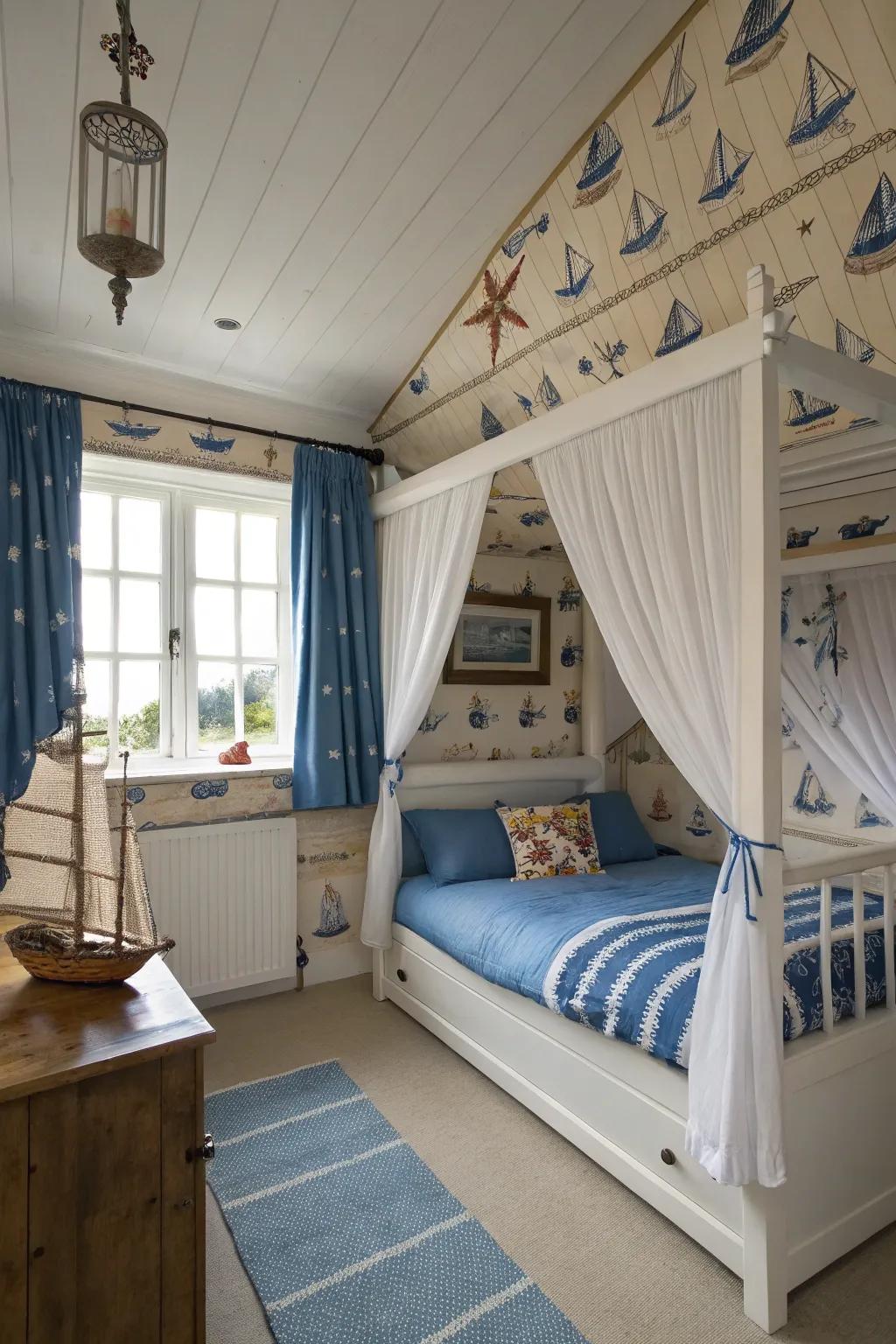 A maritime theme introduces a refreshing and adventurous spirit to your attic.