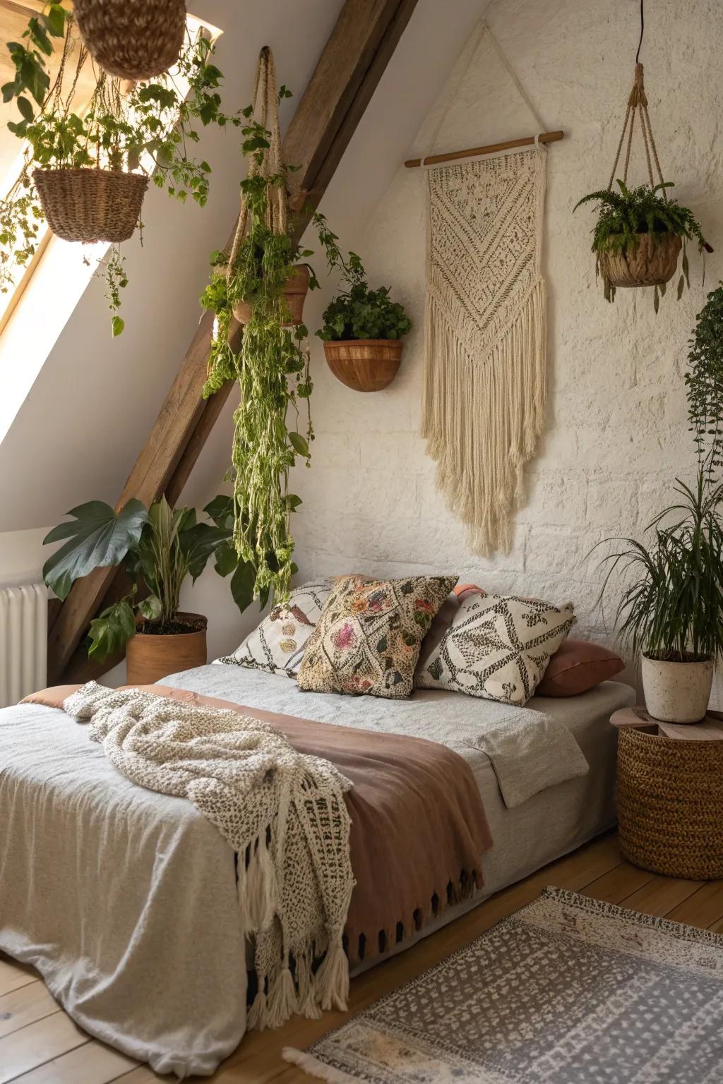 Creative and bohemian touches breathe life into your attic sanctuary.
