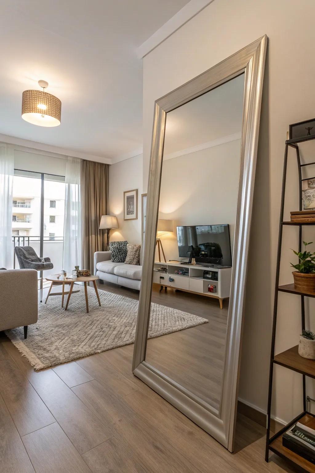 Mirrors can make a studio feel more expansive.