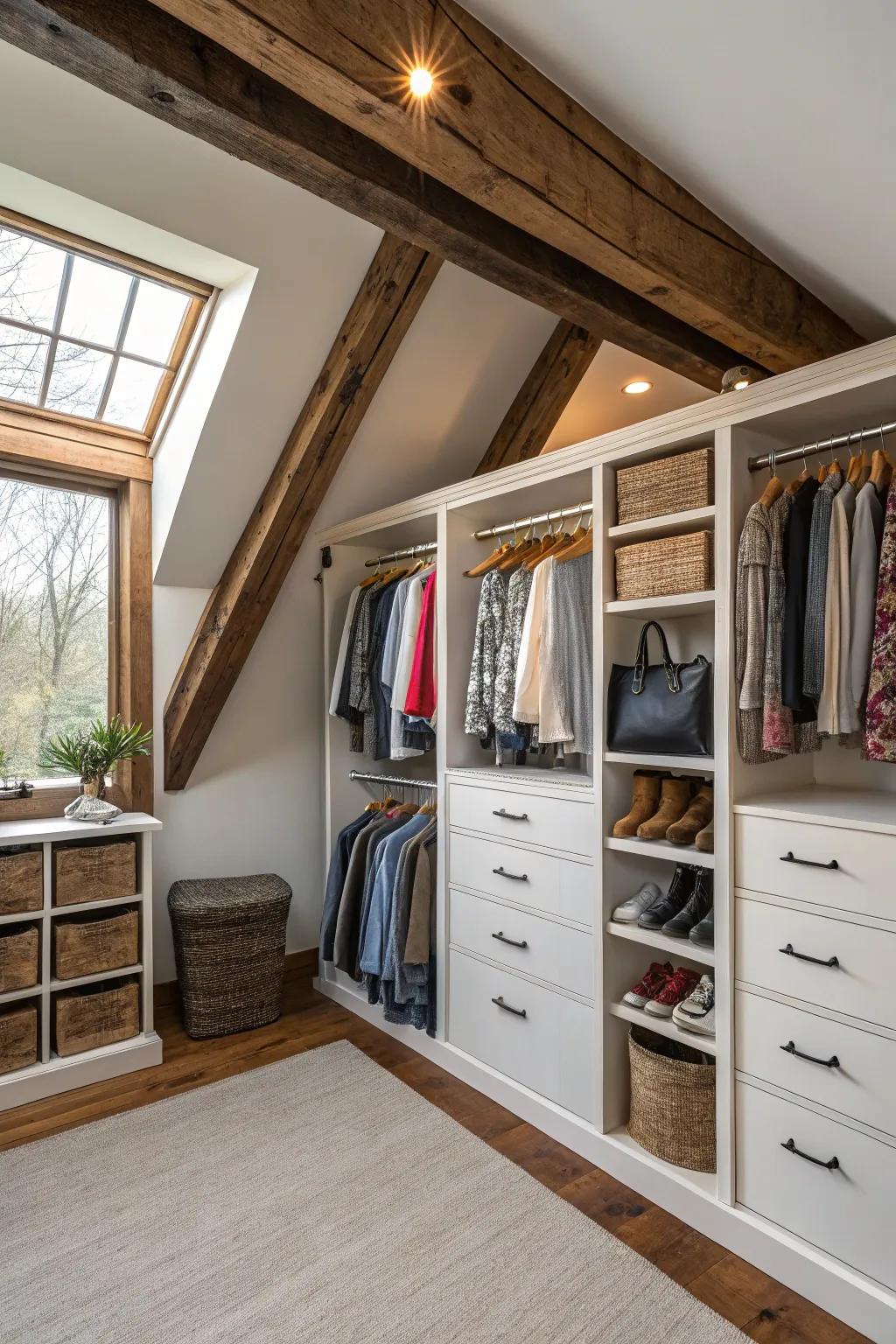 Corner closets make use of otherwise wasted space.