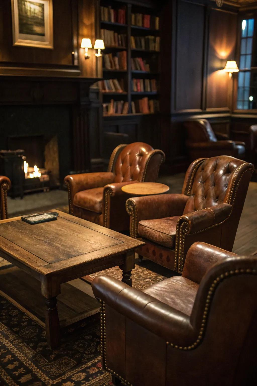 Period furnishings enhance the warmth and distinctiveness of your speakeasy.
