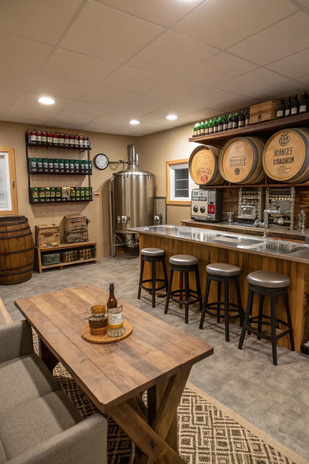 Formulate your individual beer concoctions via a home brewery setup.