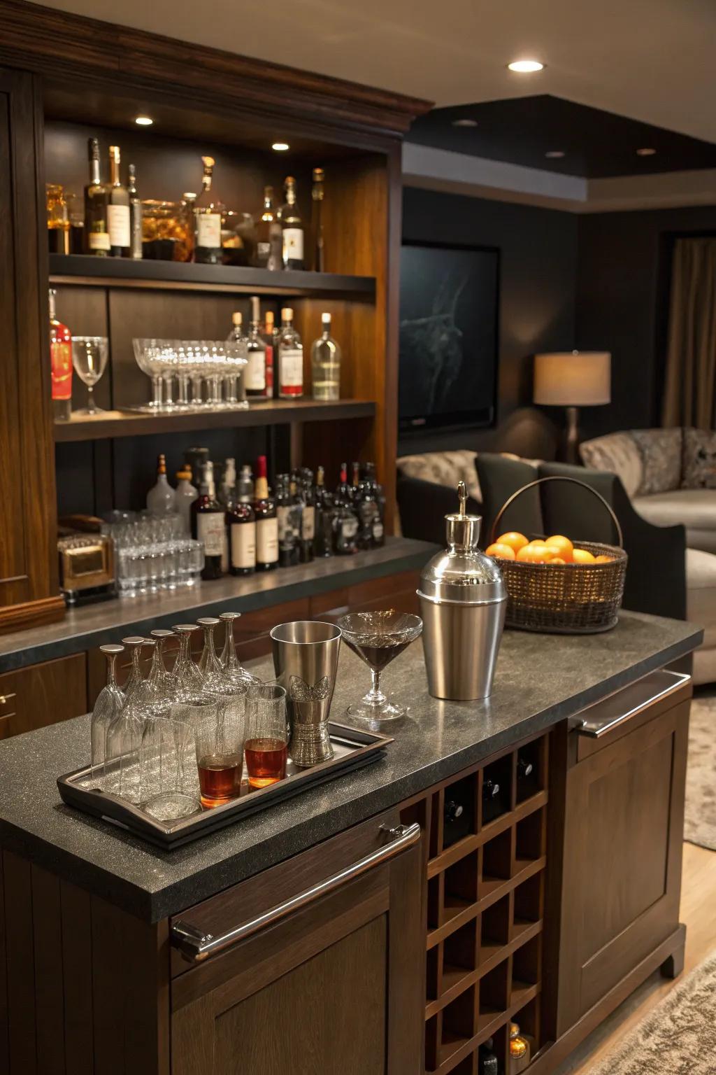 Transform into the ultimate drink maestro utilizing a mixology station.