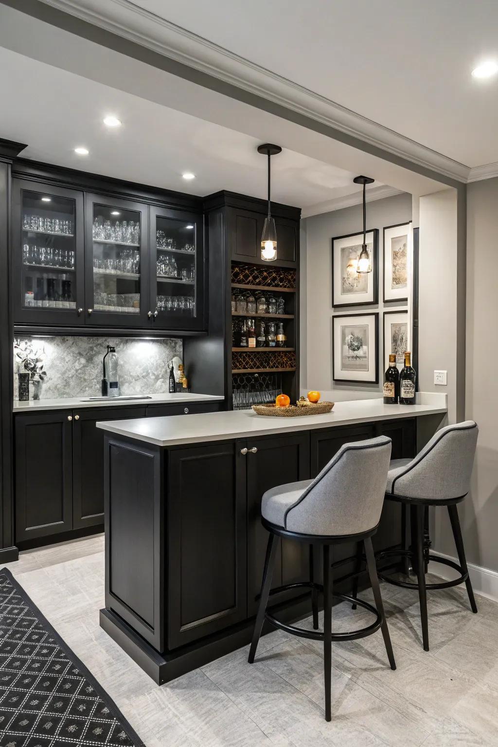 Achieve elegance through a minimalist modern bar.