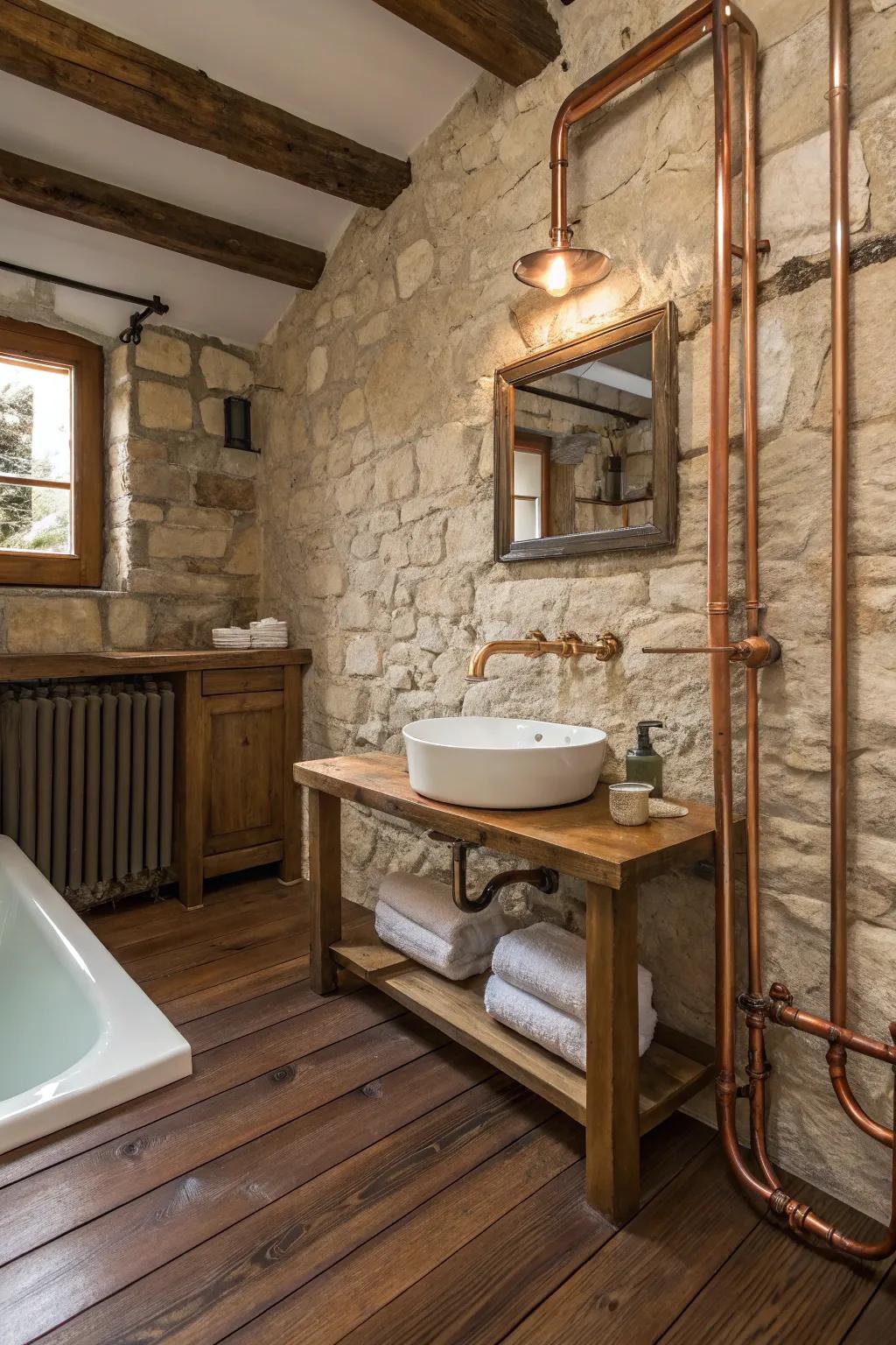 Adopt industrial chic with visible copper pipes.