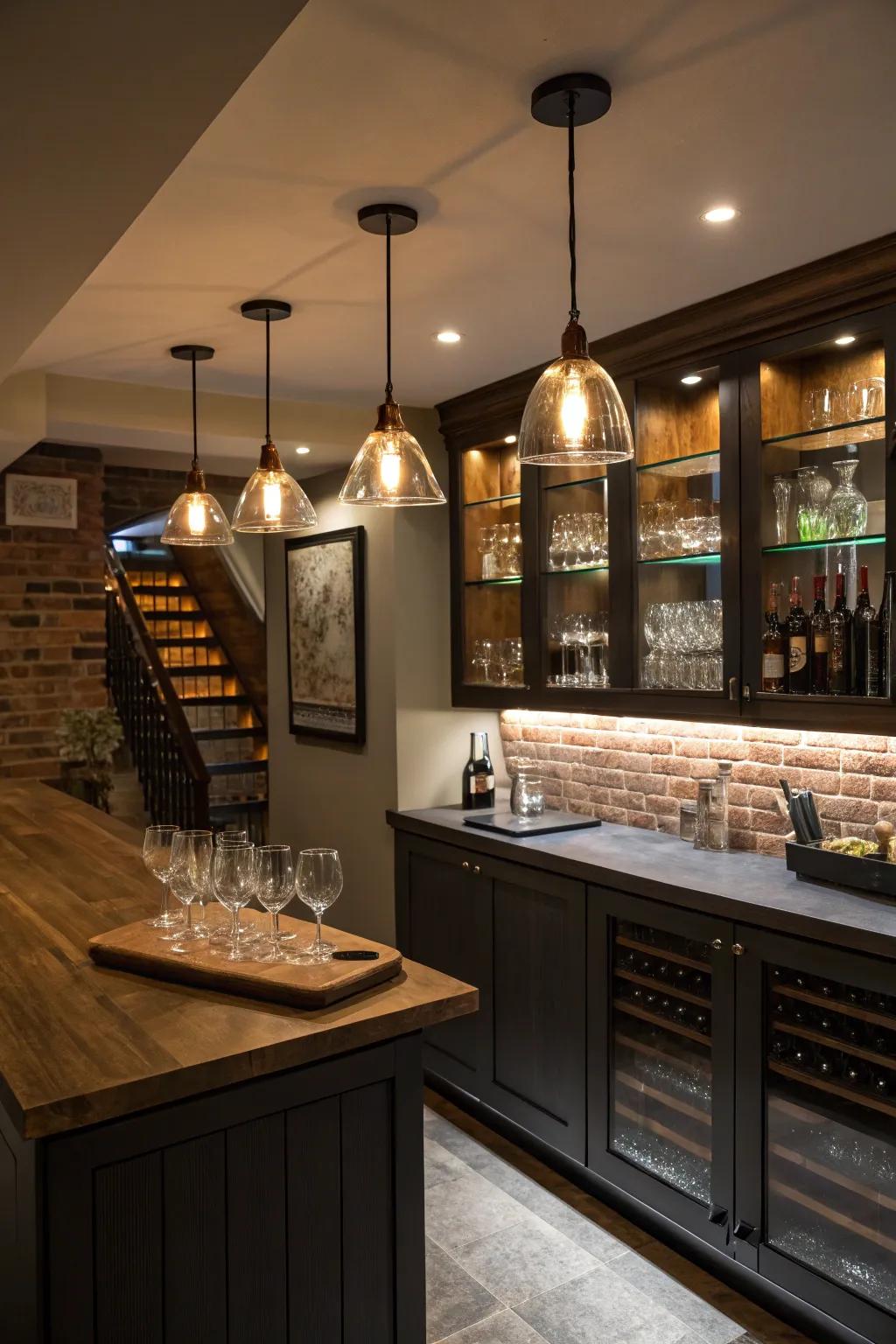 Lighting sets the perfect mood for your dry bar.