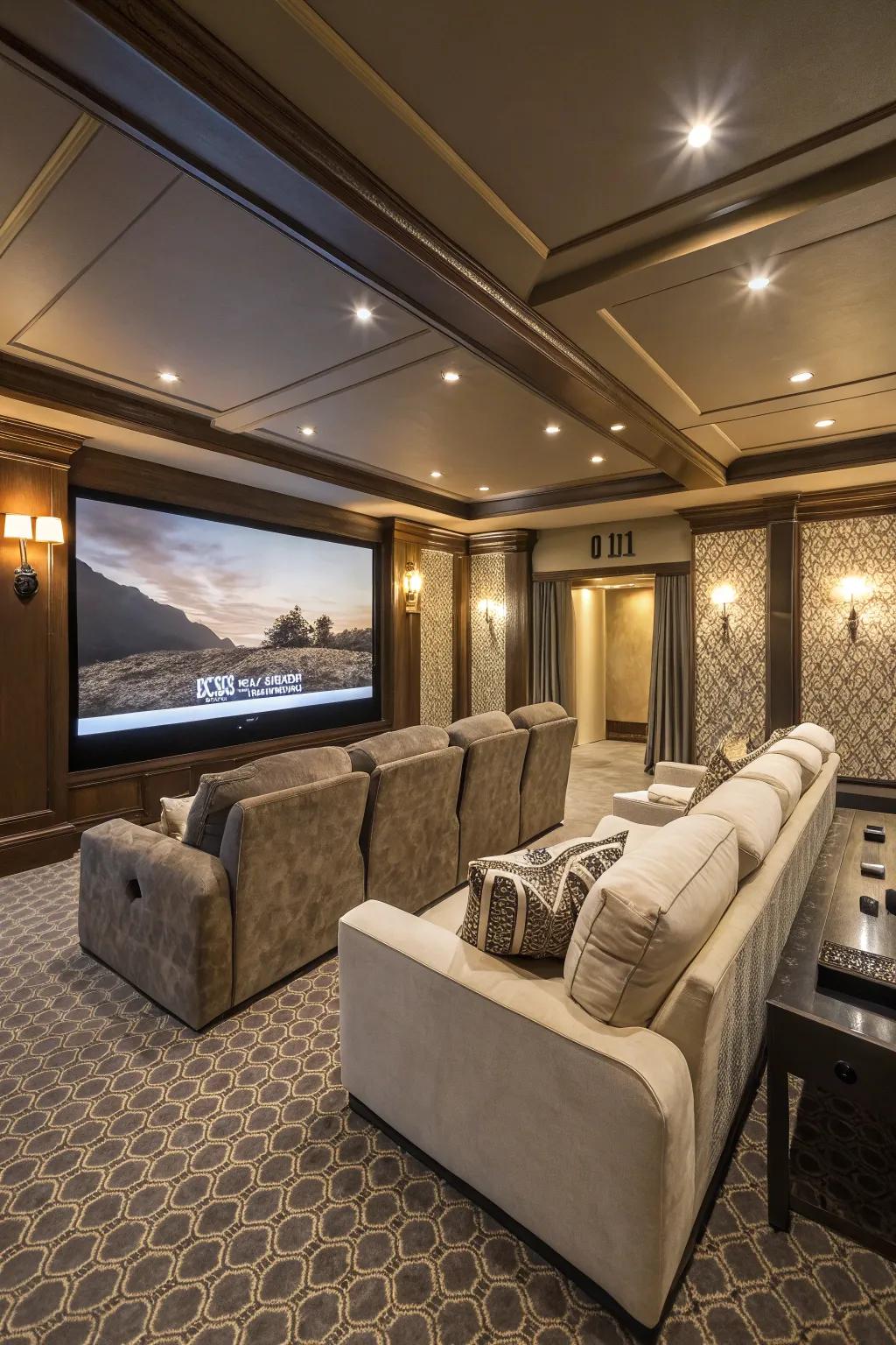 Enjoy a cinematic experience at home with a well-equipped bonus room theater.