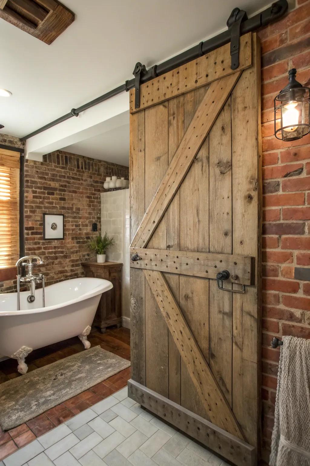 Country farmhouse panels add warmth and personality to bathroom decor.
