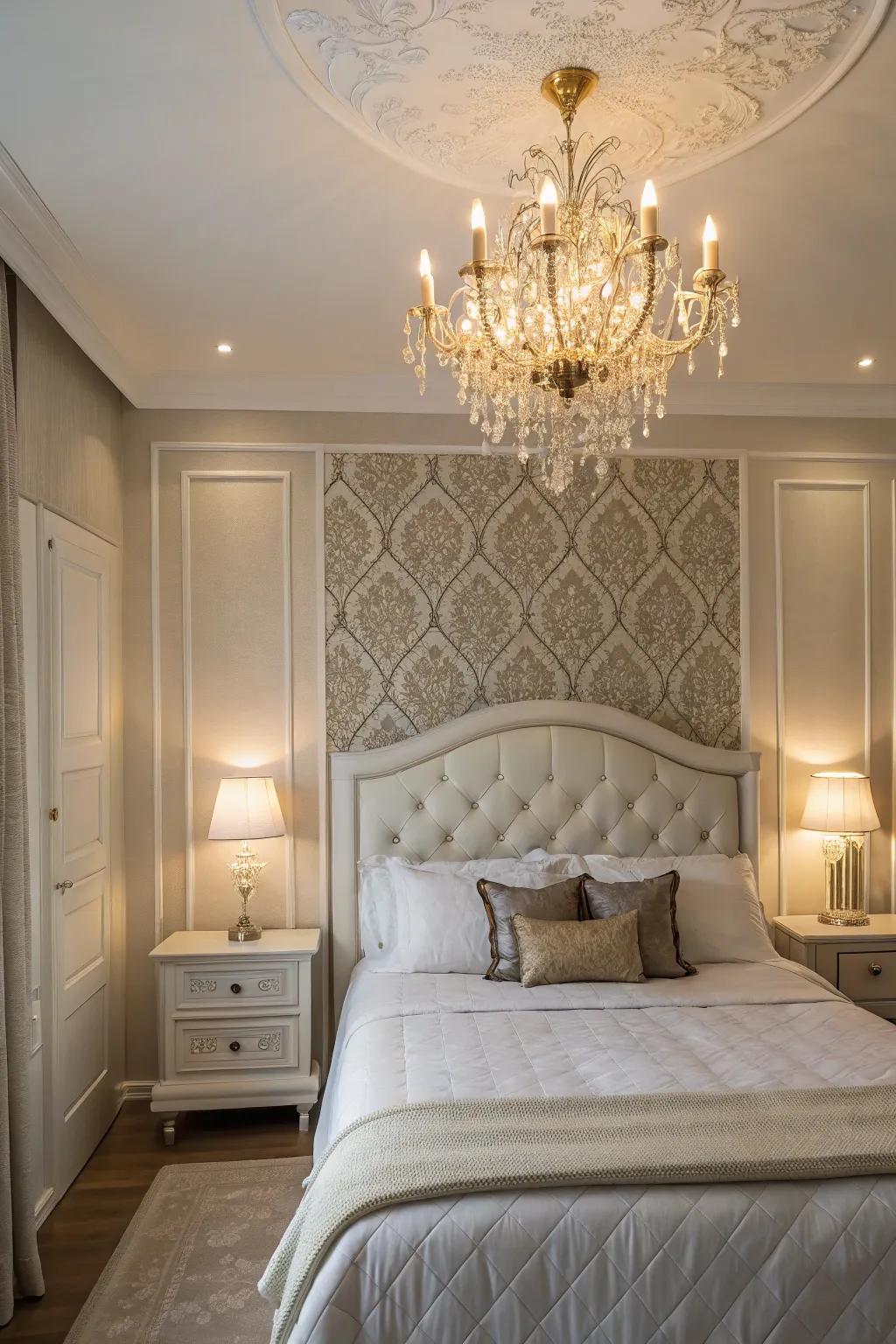 A chandelier imparts a touch of luxury to any area.