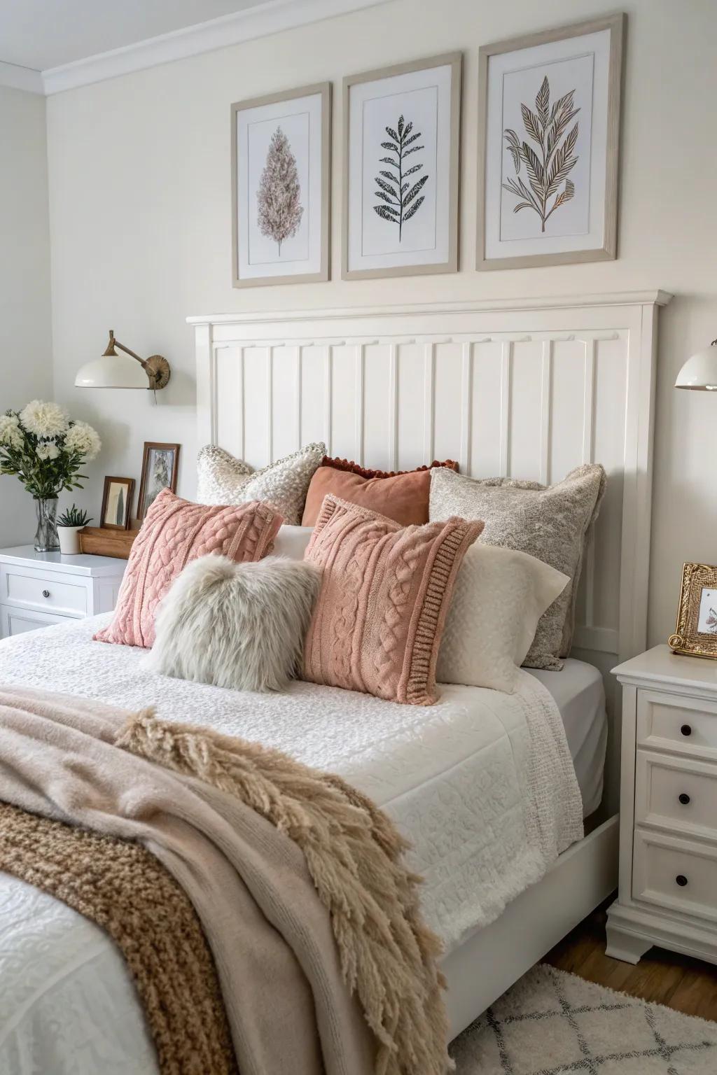 The incorporation of layered textures enhances the overall warmth and ease.