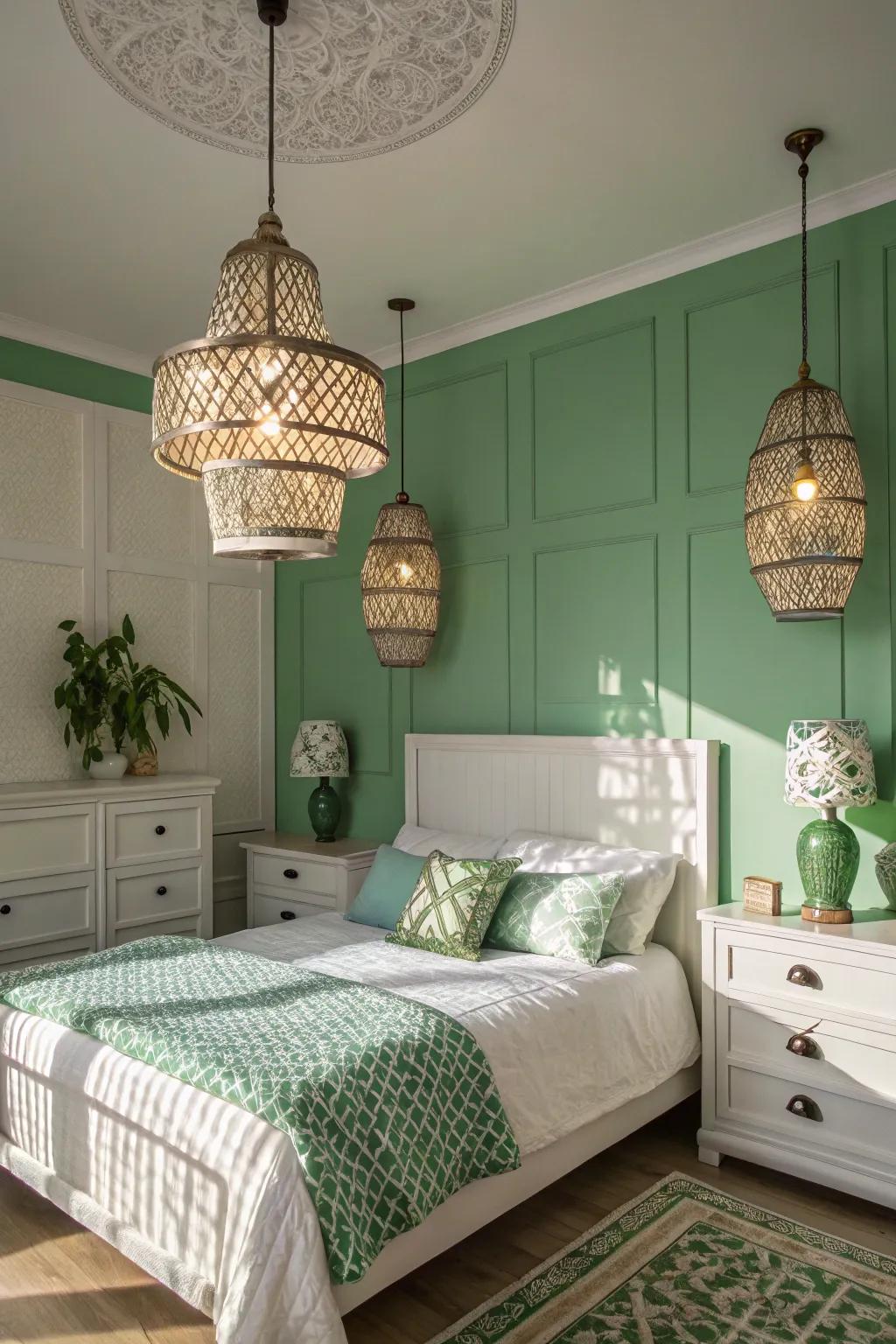 Creative lighting enhances the mood and design features.