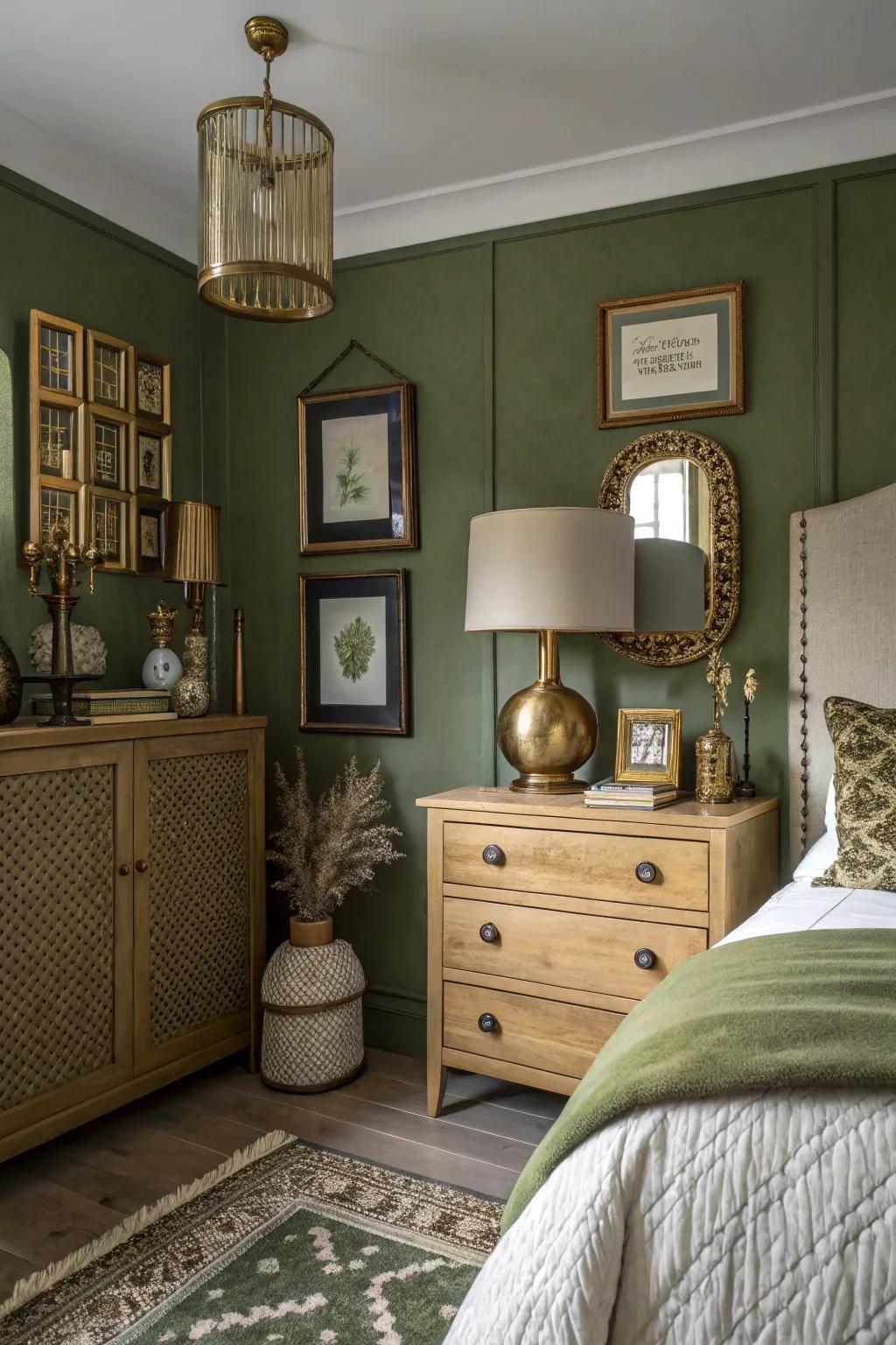 Olive green imparts an antique charm using its rich, inviting shades.