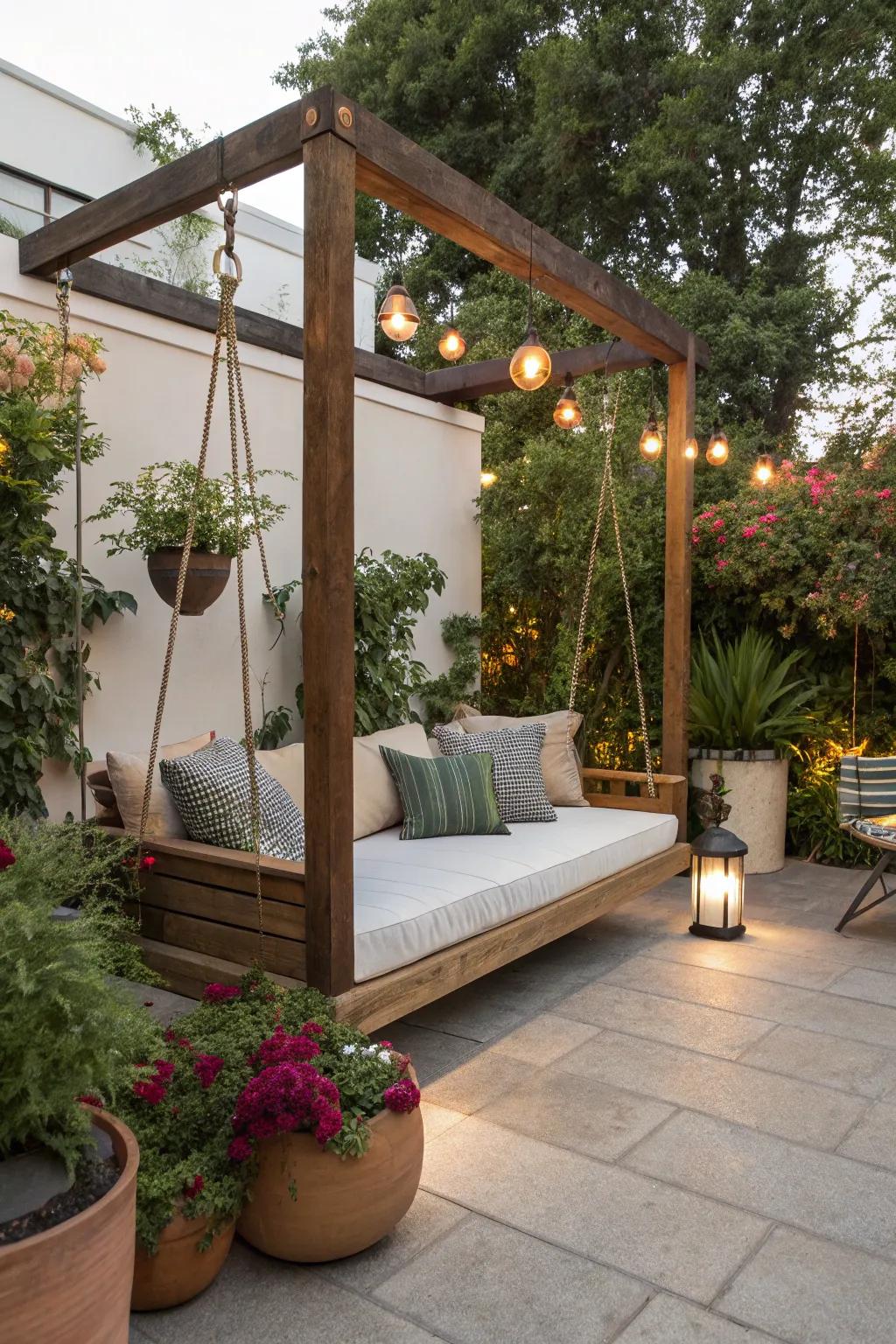 An outdoor daybed adding a luxurious element to any patio setting.