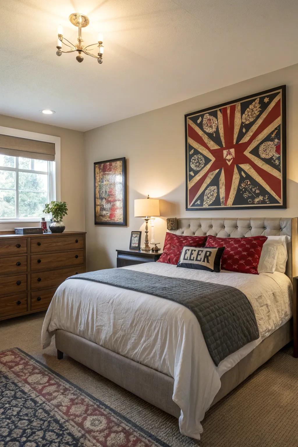 Large-sized art produces a strong strong point in your bedroom.