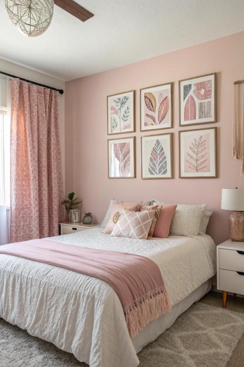 Art that features color coordination strengthens the logic of your bedroom.