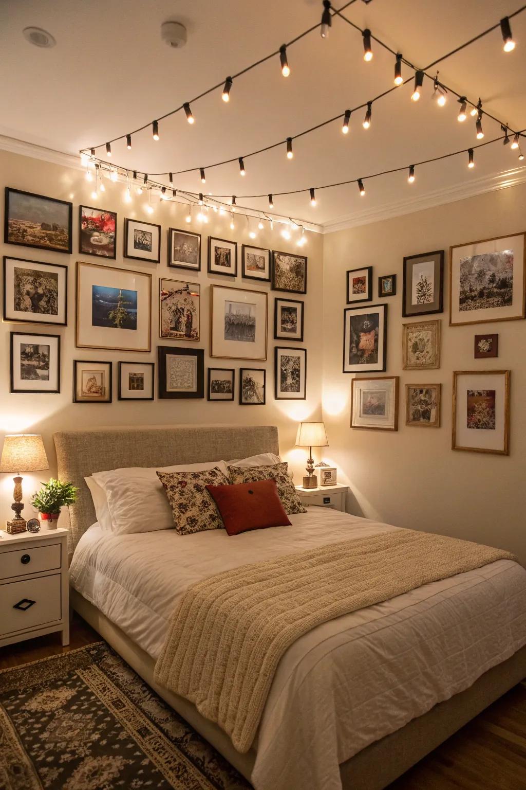 Photo art of people you know and love creates a touching atmosphere in your bedroom.