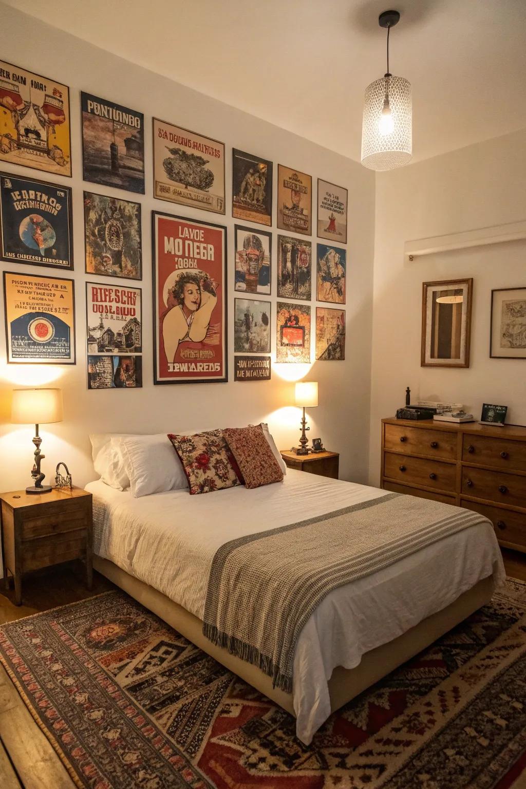 Posters from times past add a timeless appeal to your bedroom.