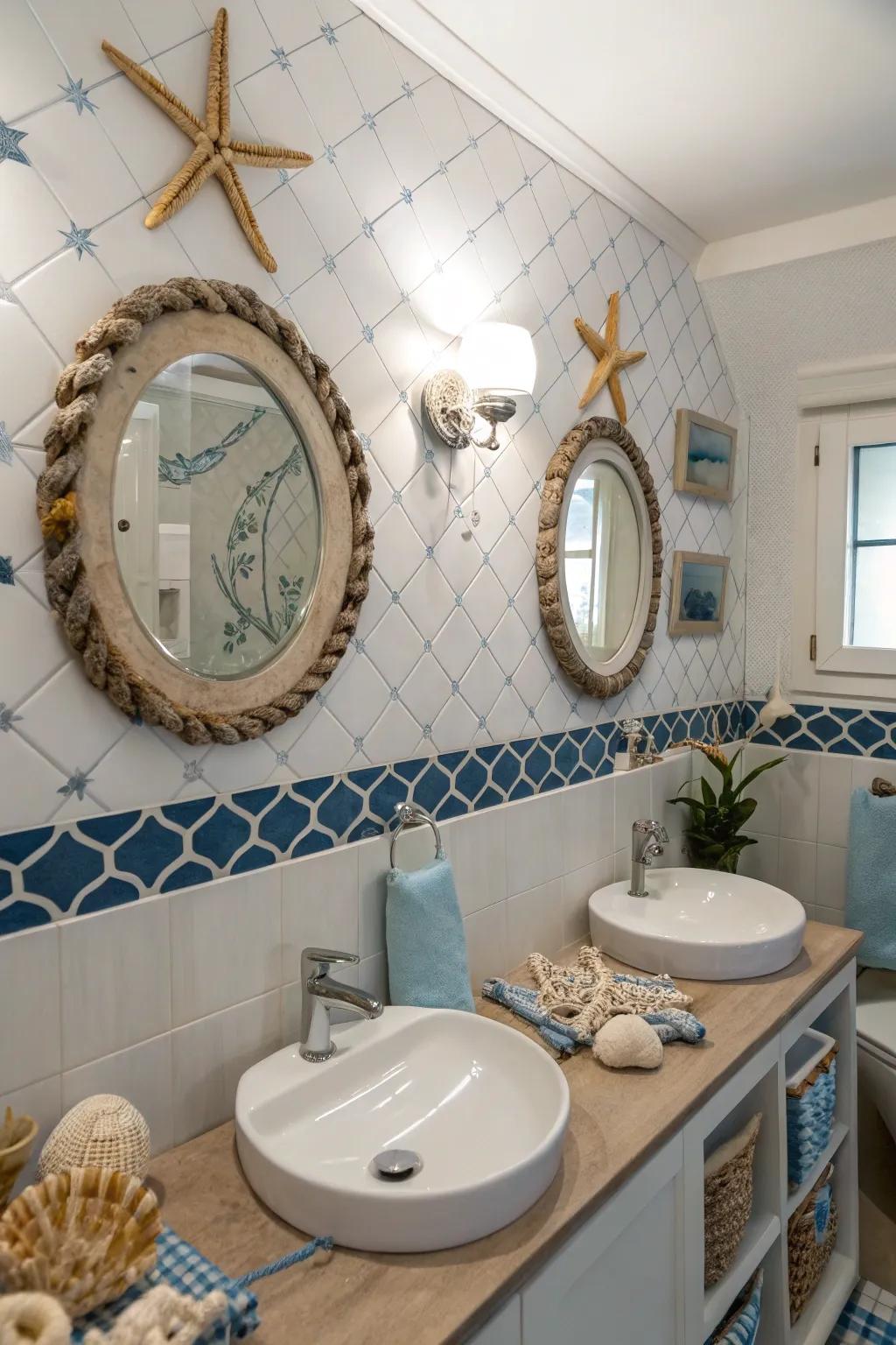 Maritime mirrors deliver functionality enriched with whimsical flair.
