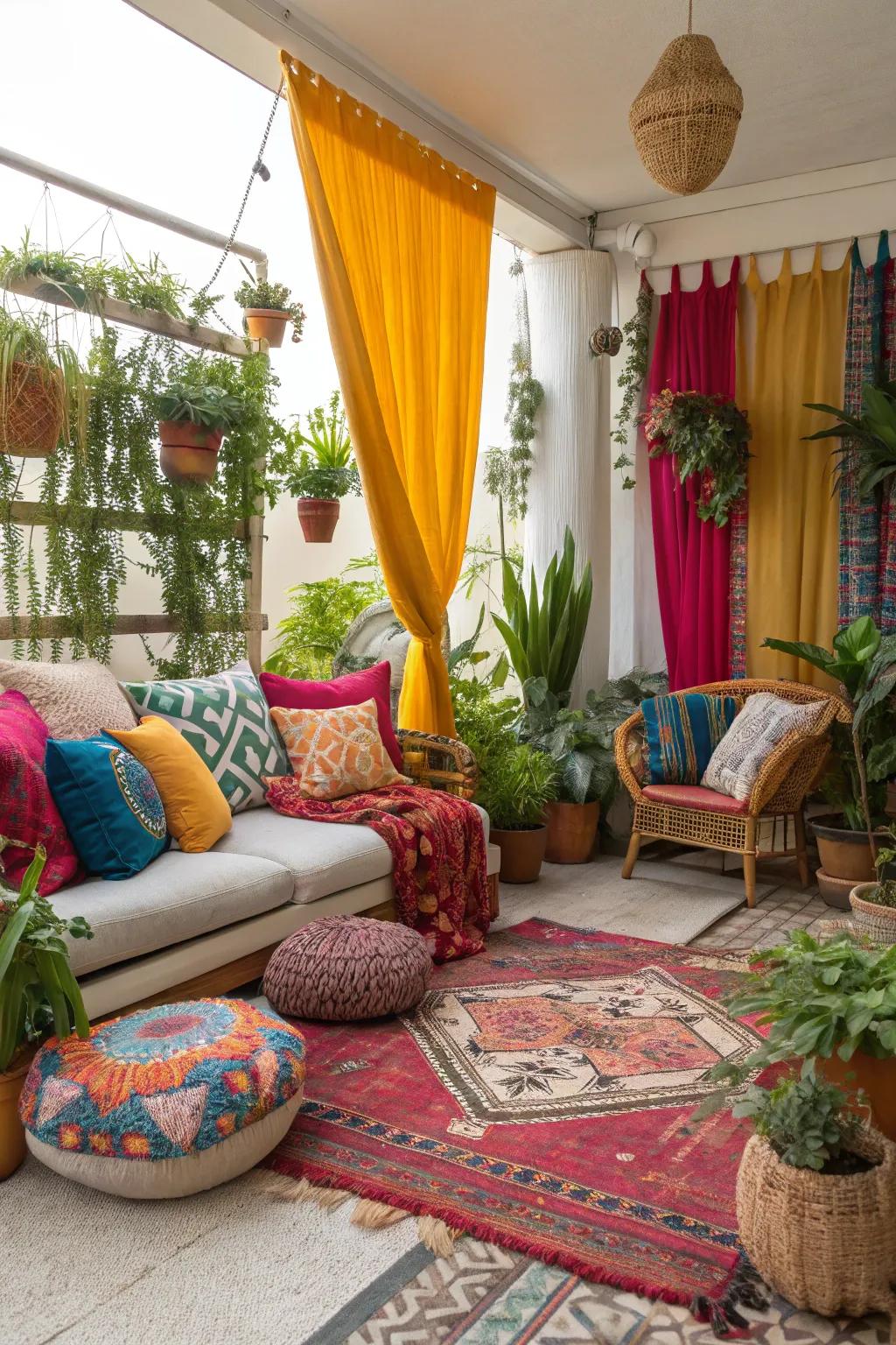 Embrace a bohemian flair for a delightful and inviting area.