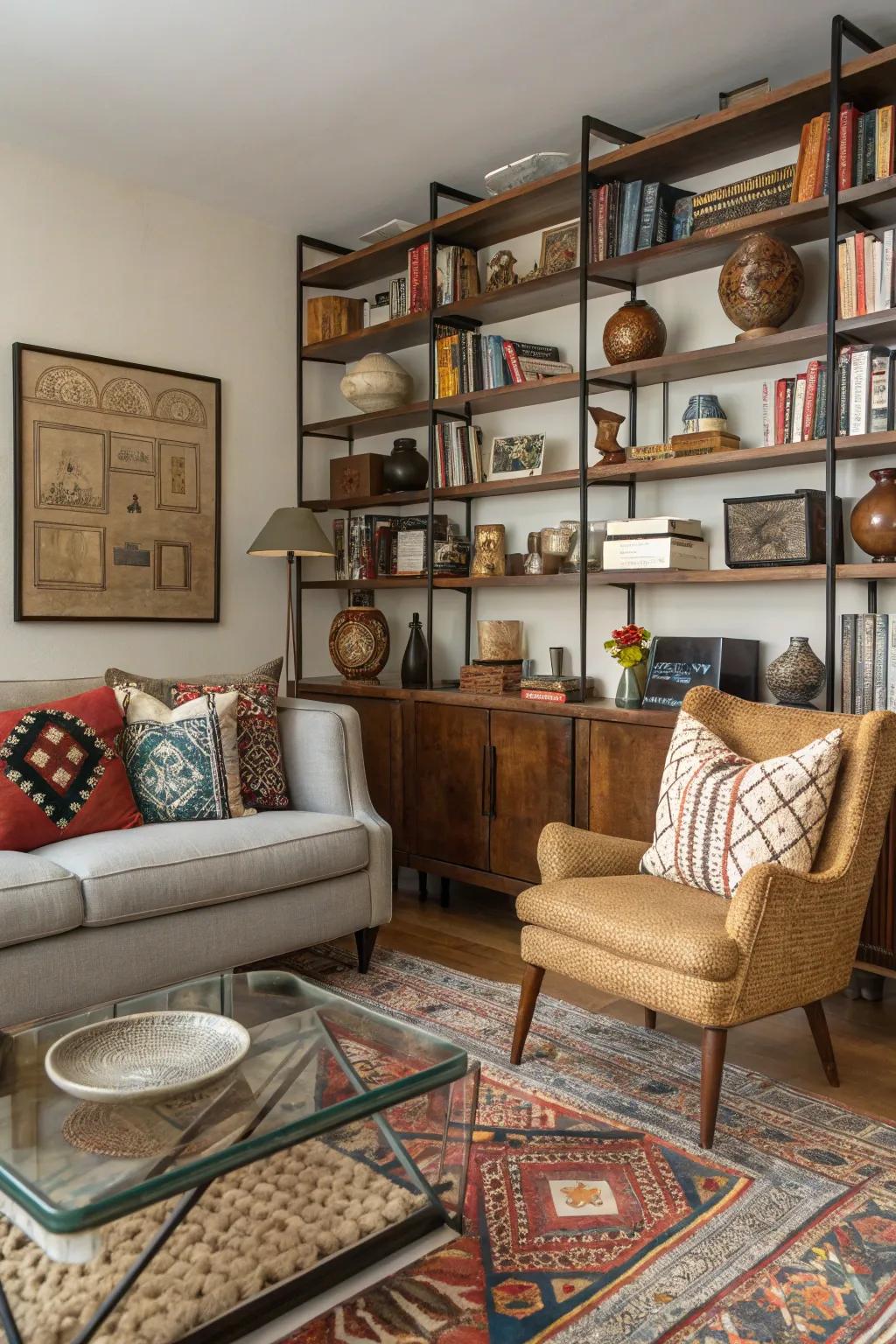 An eclectic fusion fashions a personalized and curated area.