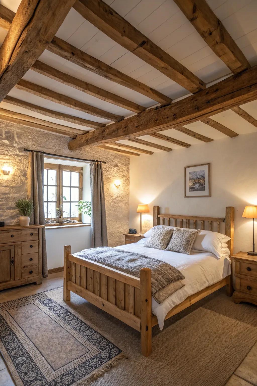 Wood features contribute rural charm and warmth.