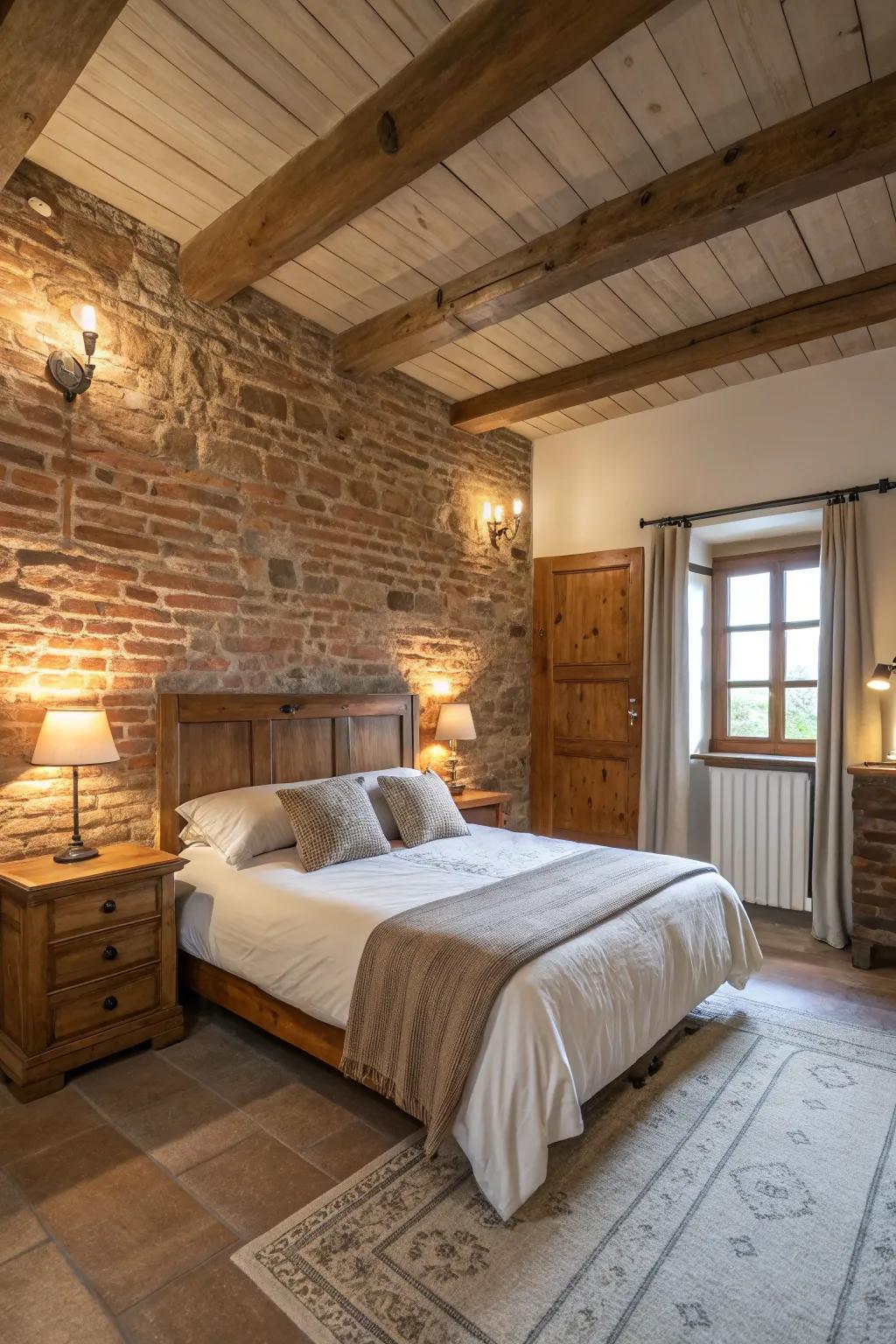 A brick wall appends rustic texture.