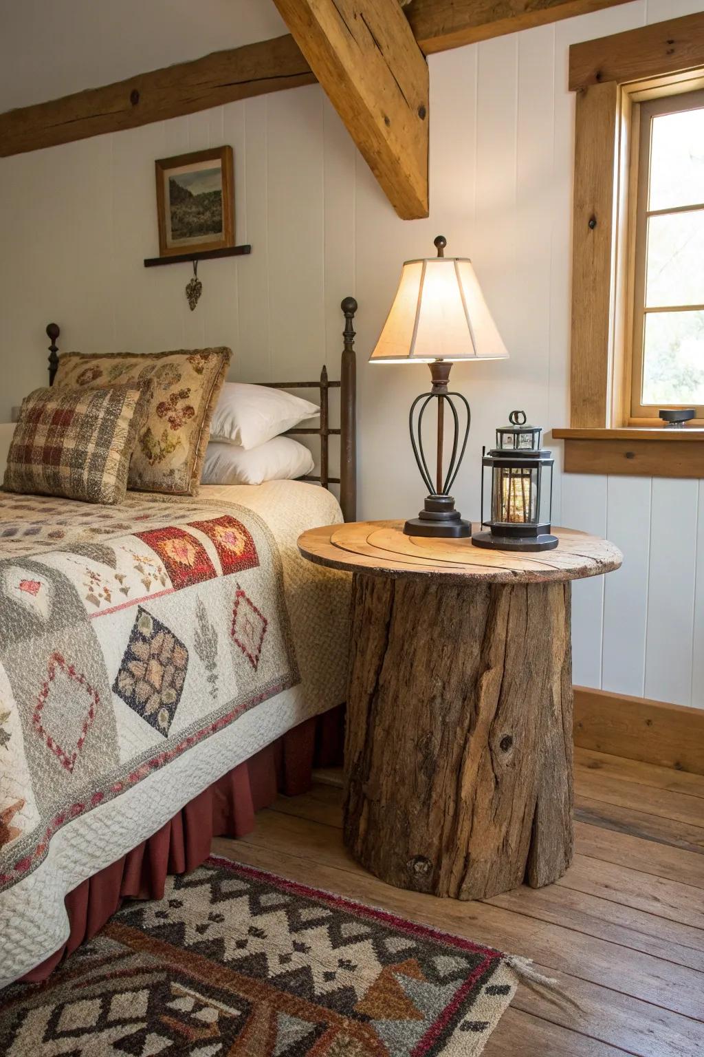 Natural border timber tables append rustic character.