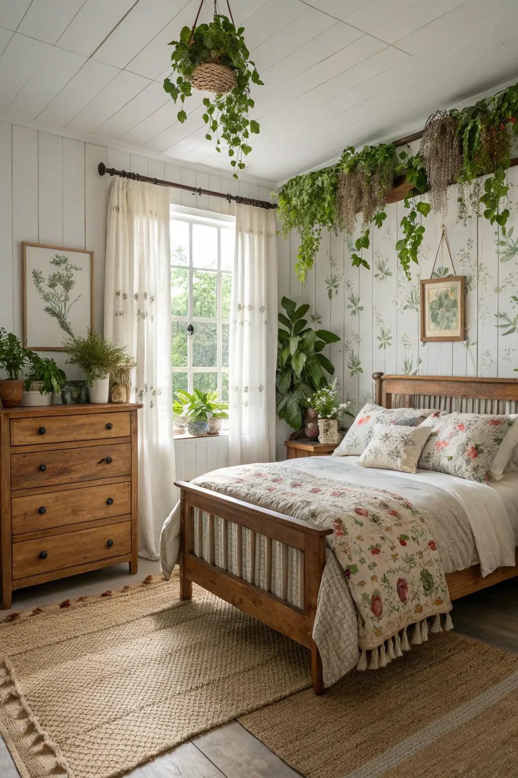 Natural highlights infuse vitality into the bedroom.