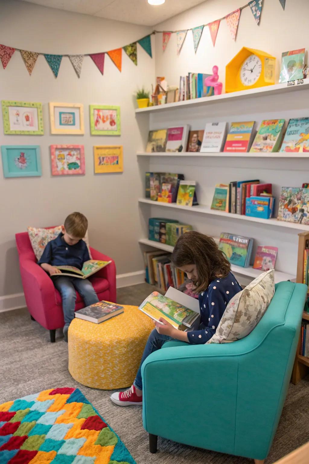 An entertaining and flexible reading space for kids.