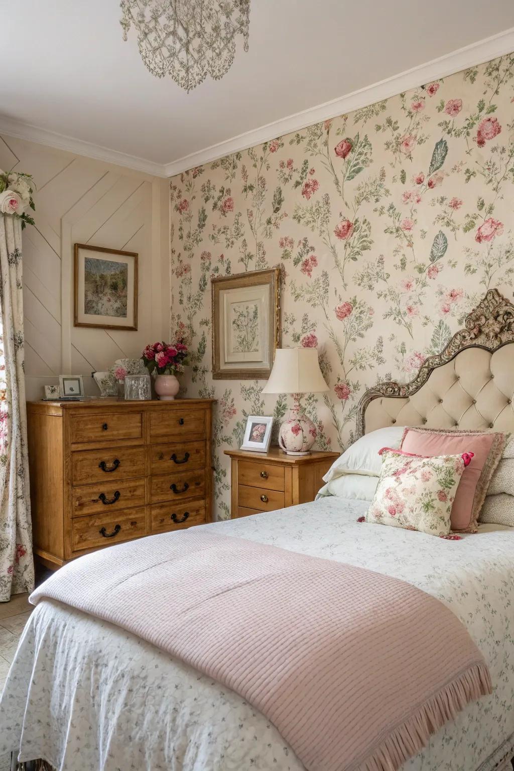 Floral designs bring elegance and romance to any bedroom.