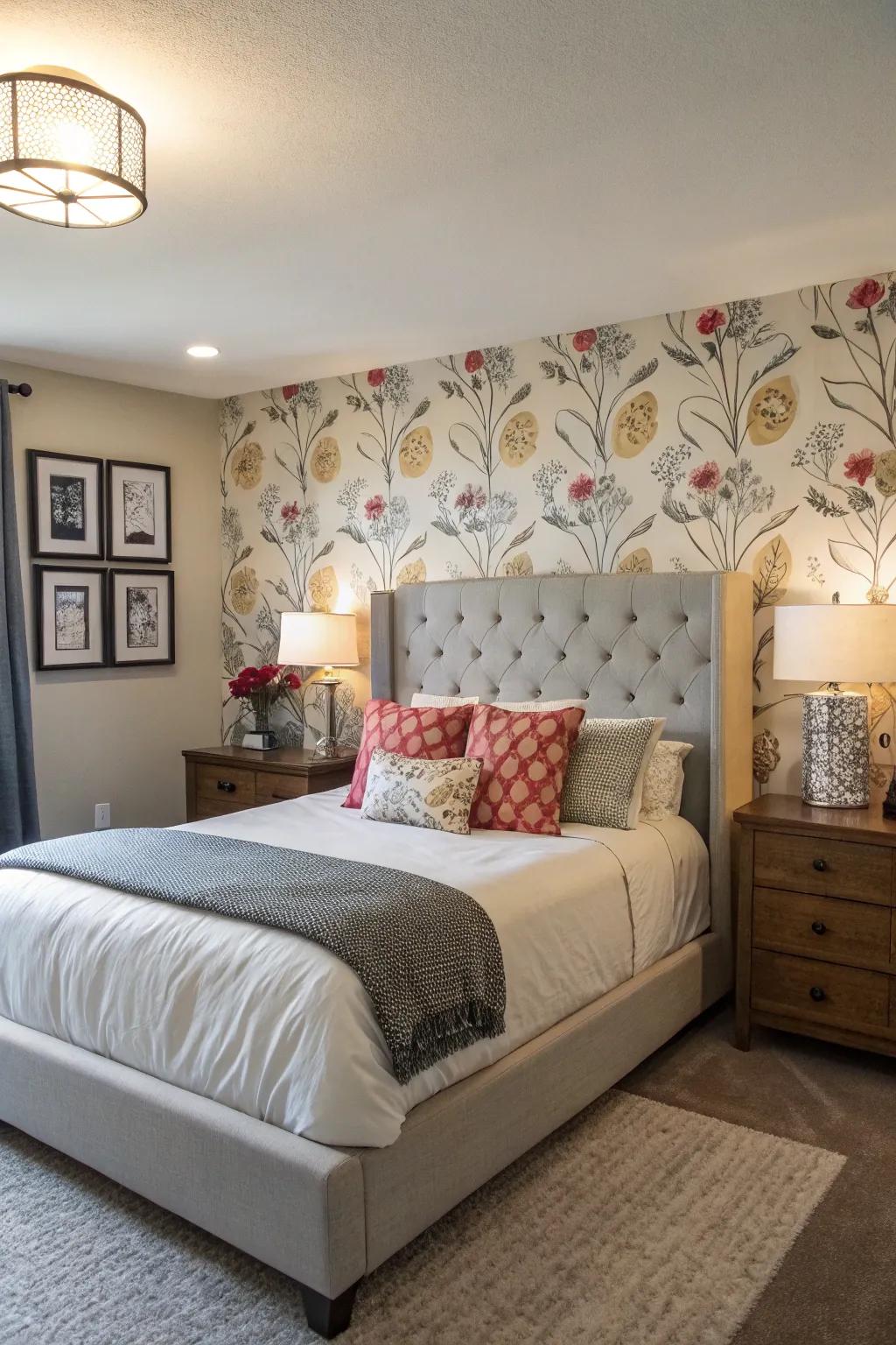 Removable wallpaper allows for easy style changes and personalization.