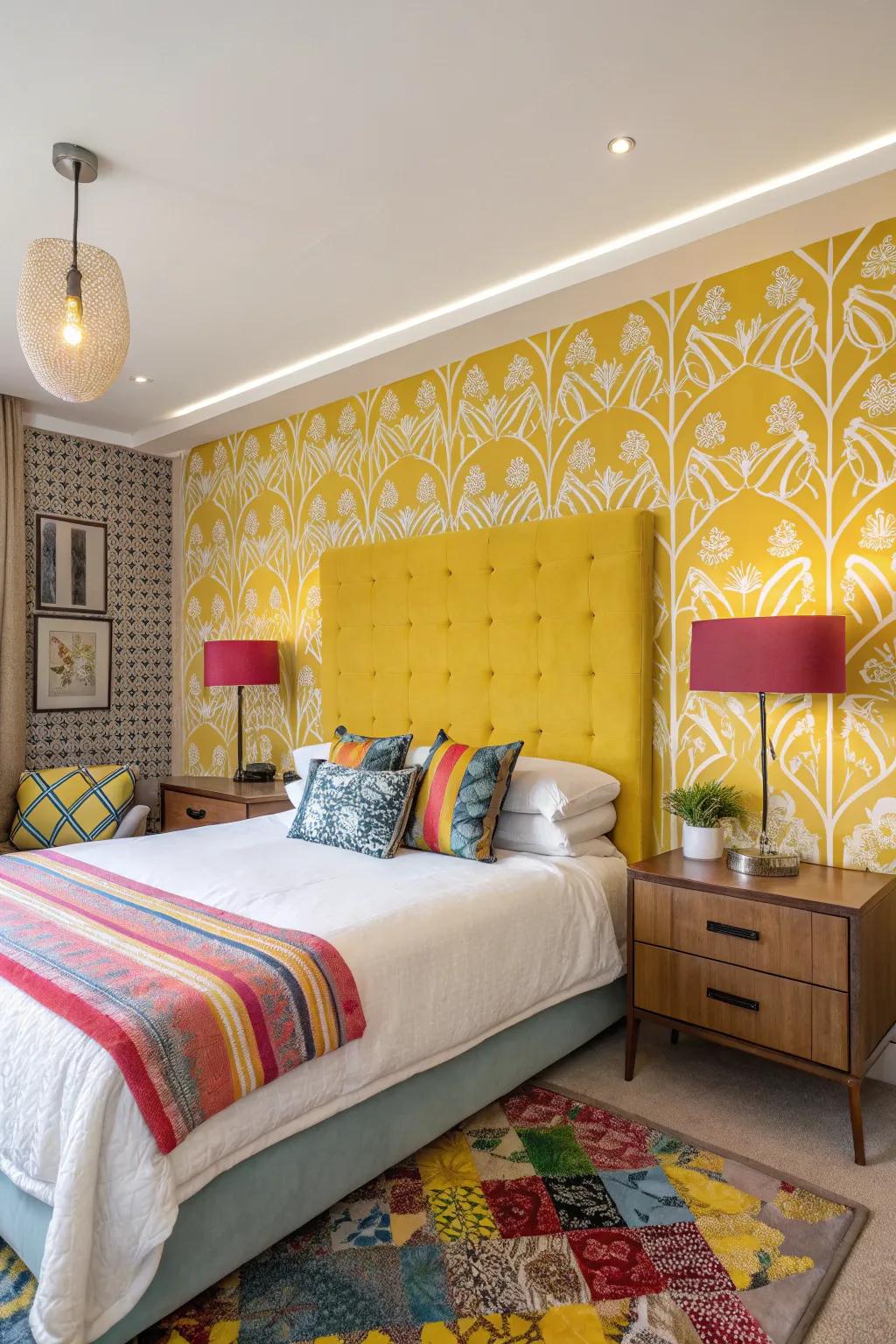 Bright colors bring energy and vibrancy to a bedroom space.