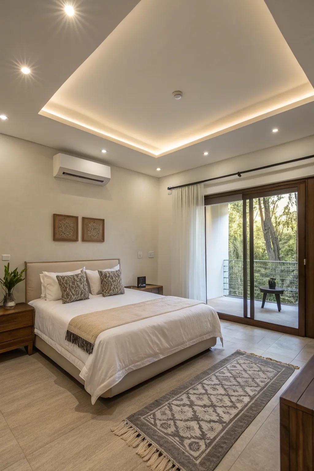 Recessed lights for a sleek, minimalist ambiance.