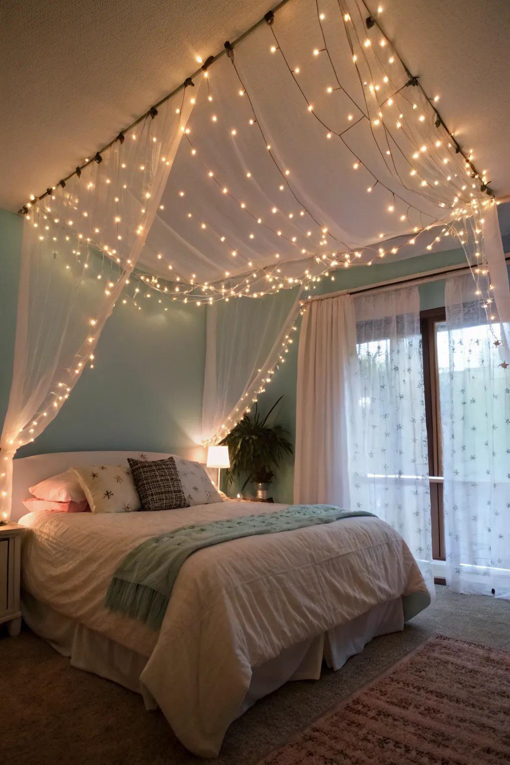 String lights create a magical canopy.