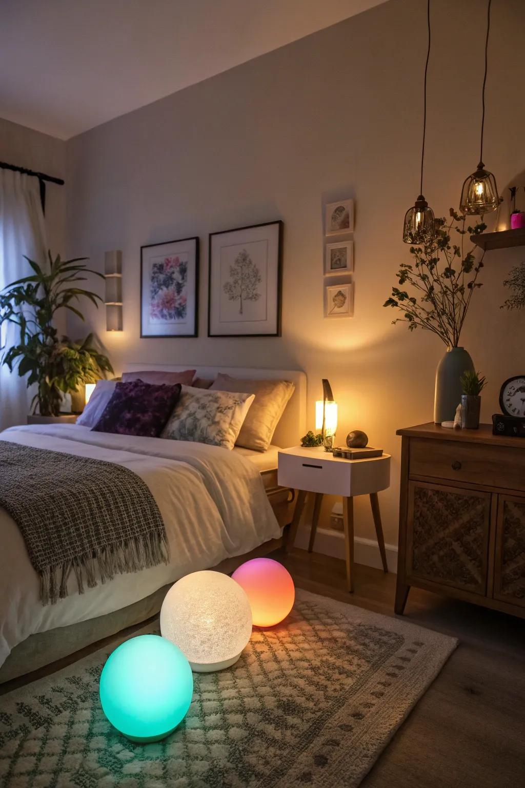 Color-changing bulbs for personalized ambiance.