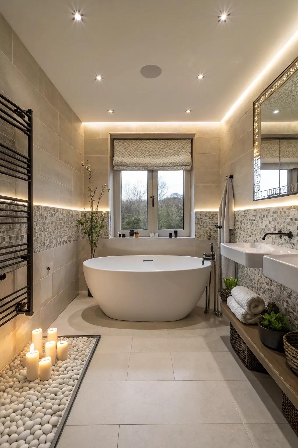 Freestanding tubs add elegance and a sculptural element.