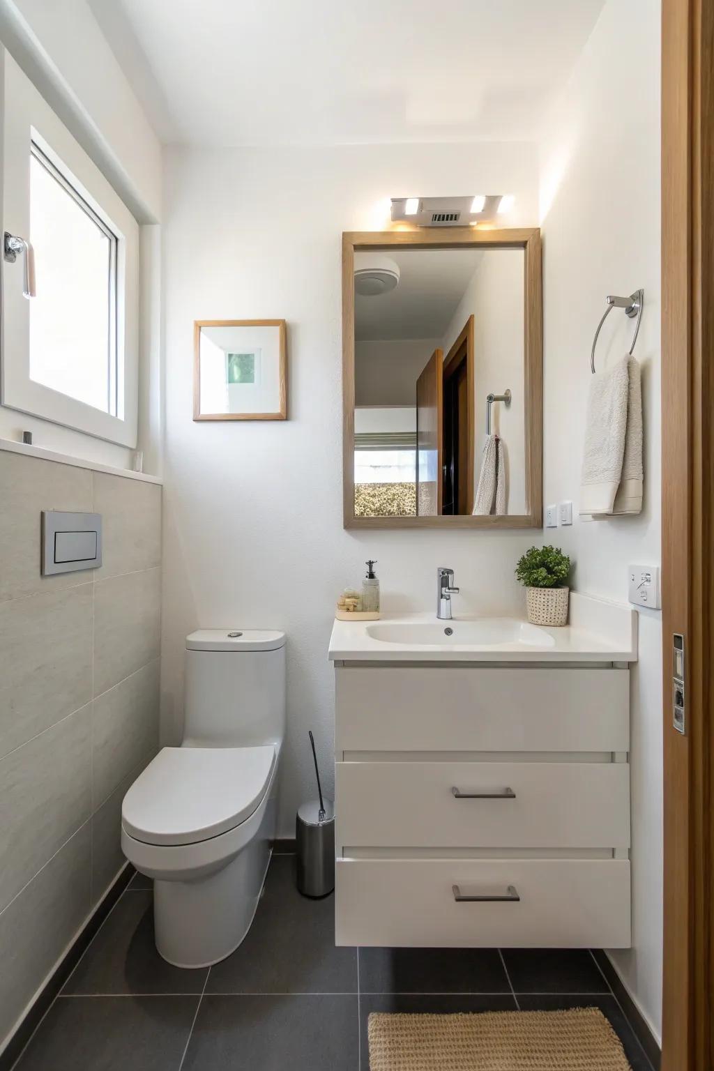 Wall-mounted fixtures create more space and a modern look.